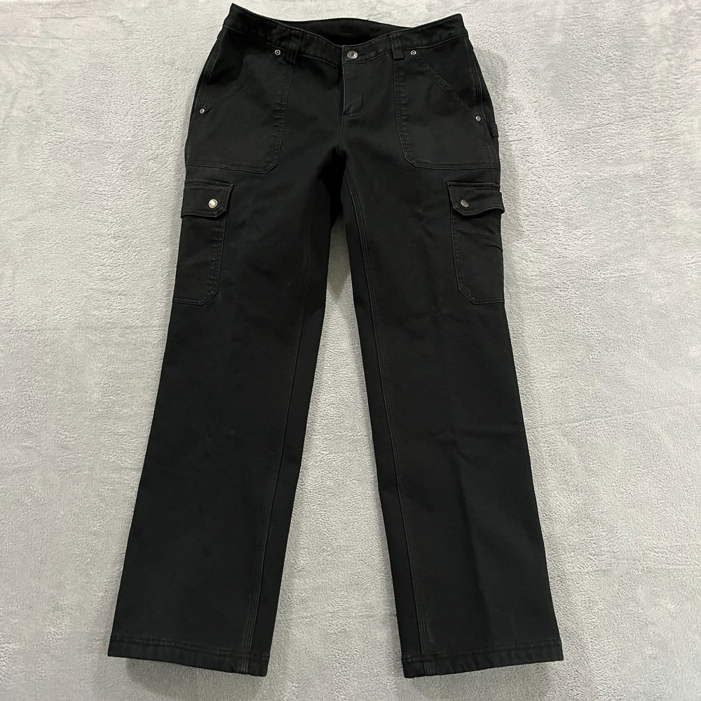 Duluth Pants Womens 10 31 Fleece Lined Cargo Black Canvas Workwear Y2K